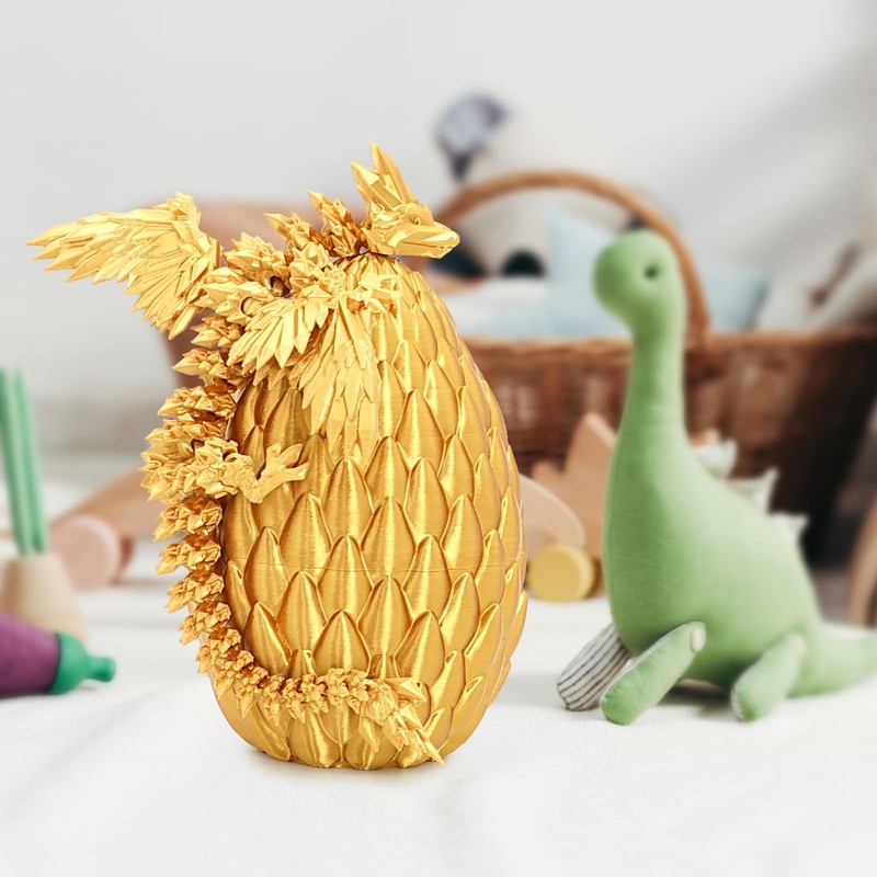 Mydhall 3D Printed Flying Dragon Egg with Articulated Dragon Inside