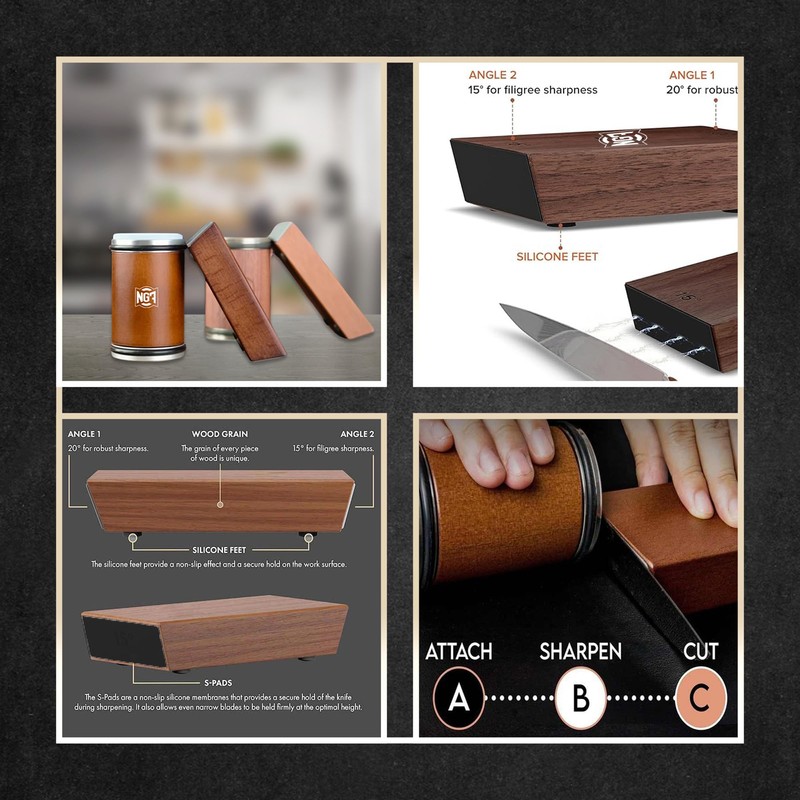 New Genflo Rolling Knife Sharpener Kit with Diamond Discs, Multi