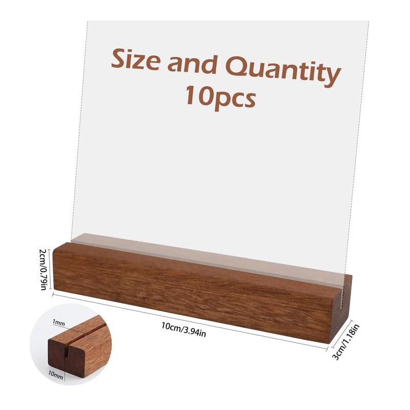 10Pcs Ebony Wood Place Cards Holders for Weddings Party &