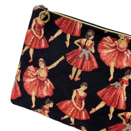 Ballerina Gobelin Square Pouch, Made in Japan, ballerina beige/red