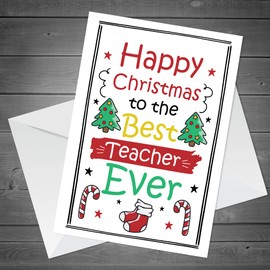 Cute Happy Christmas Card For Teacher Nursery Preschool School Thank You Card