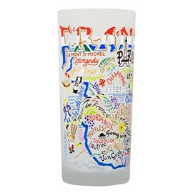 Catstudio Drinking Glass, France Frosted Glass Cup for Kitchen, 15oz Dishwasher Safe Tumbler, France Gifts, Wedding Gifts