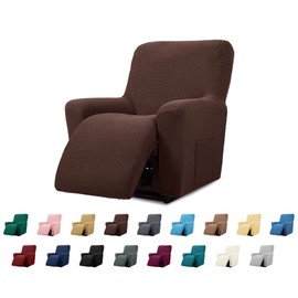 Cupuamon Recliner Chair Covers,Lazy Boy Recliner Covers Stretch Reclining Covers 1 Piece Furniture Protector with Elastic Bottom for Dog,Kids-Chocolate