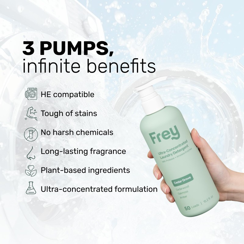 FREY Laundry Care Bundle: Concentrated Detergent & Fabric Softener, Cedar