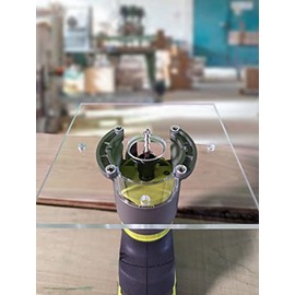1/4" thick plexiglass base plate for ryobi one+ PCL424B and Rigid R860443 routers with a recess for bushings. (6" square)