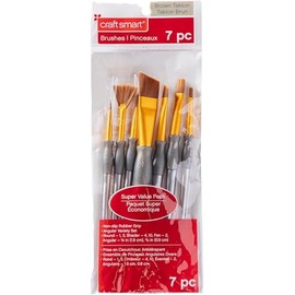 Generic Craft Smart® Angular Variety Brush Set Brown Taklon, 7 Pieces, Asst, 133622