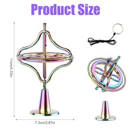 Gyroscope Toy, Colorful Metal Anti Gravity Spinning Fingertip Gyroscope Balance Toy Gyroscope Motion Balance Top Rotating Desk Toy for Boys Girls Educational Gift