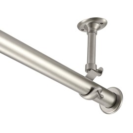 YunNephele Hanging Curtain Rod 36-56 inch Nickel Brushed,1 inch diameter Metal Single Window Curtain Rods Set,Adjustable Ceiling/Wall Mount Drapery Rod