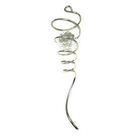 WorldaWhirl Wind Spinner Stabilizer Gazing Ball Spiral Tail Cyclone Yard Twister (Silver Wire, Crystal Glass Orb)