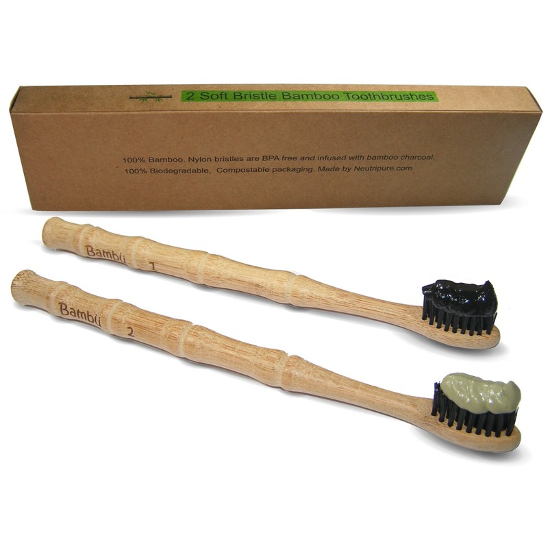 Neutripure Bambu Toothbrush: Charcoal Infused bristles with Bamboo Wood Handle