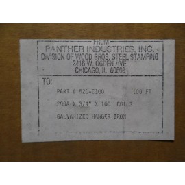 Panther Industries Inc. Galvanized Iron Hanger 20GA x 3/4" x 100' Coils 520-C100