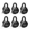 CINCINNO Weatherproof Padlocks for Outdoor Use, 6 Pack Keyed Alike