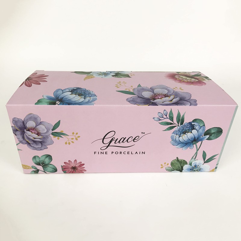 Gracie China Fantastic Pink Porcelain 3-Piece Sugar, Creamer And Tray