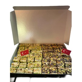 Baklava Turkish delight with mix of 2 flavours (35.2 ounces (1000 gr): Chocolate pistachio, and Powdered pistachio crumb
