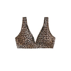 GORGLITTER Women's Bikini Top, Leopard Print Bikini Tops, V Neck Bikini Tops, Micro Bikini Tops, Non-Wired Bikinis, Beachwear, Swimwear, Holiday Outfit, leo, XL