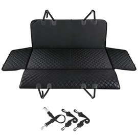 CBBPET Dog Car Seat Cover,Back Seat Extender for Dogs,600D Heavy Dute Durable Car Seat Cover for Dogs Pets,100% Waterproof Back Seat Pet Cover for Dogs with Mesh Window, with Seatbelt,Trucks and SUVs