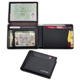 VANNANBA - Carteras plegables de piel para hombre con 14 ranuras para tarjetas, 2 ventanas de identificación, carteras RFID con compartimento para billetes, elegantes carteras de bolsillo para