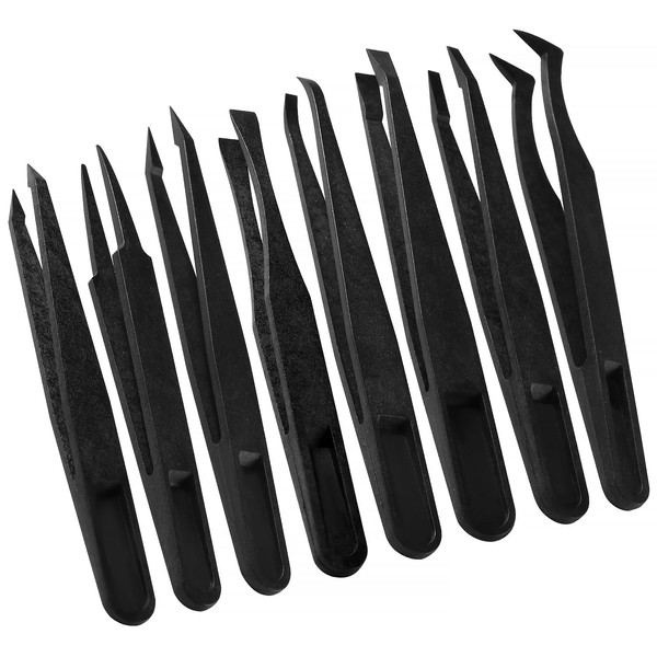 YIXISI 8 PCS Precision Plastic Tweezers Set, Anti-Static Tweezers, for