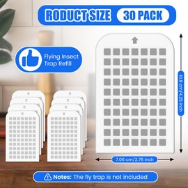 Qualirey 30 Pack Flying Insect Trap Refill Compatible with Mosa-logic UVA Fly Insect Trap Plug Sticky Card Plug Refill Replacement Compatible with Kiwi-nurse UVLA1001 Plug-in Mosquito Killer, 1:1 Size