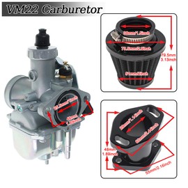 26mm VM22 Carburetor for Predator 212cc Honda GX160 GX200 196cc CT200U KT196 Moto Mini Bike and Go Kart 6.5HP Engine with 38mm Air Filter,Intake Manifold,Main Jets(Black)