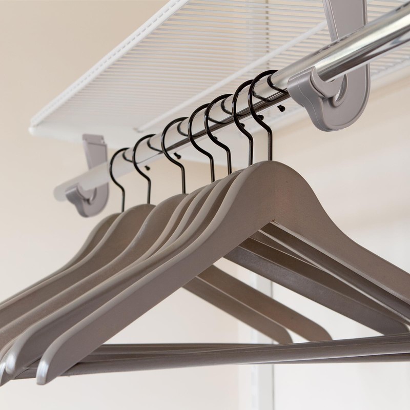Wonderjune 4 Pcs Closet Rod Hooks Plastic Snap-in Support Brackets