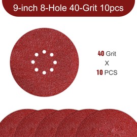 9 inch Sanding Discs 8 Holes 40 Grit Hook and Loop Disc 225mm Sanding Pads 10PCS for Drywall Sander