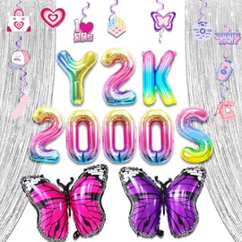 JeVenis Butterfly Y2k Party Decorations Early 2000s Party Supplies for Teen 2000s Party Decorations Y2k 2000s Birthday Balloons