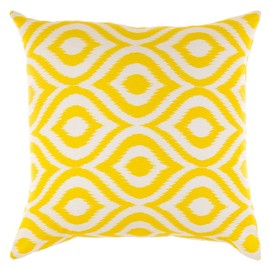 TreeWool (2 Pack Ogee Ikat Accent Cotton Canvas Cushion Covers (50 x 50 cm, Yellow & White)