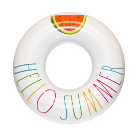 Rae Dunn x CocoNut Float Junior Ring Float - Hello Summer Theme - 32 Inch Inflatable Raft & Durable Water Inner Tube - Stable Ride-On for Summer Parties & Swim Events