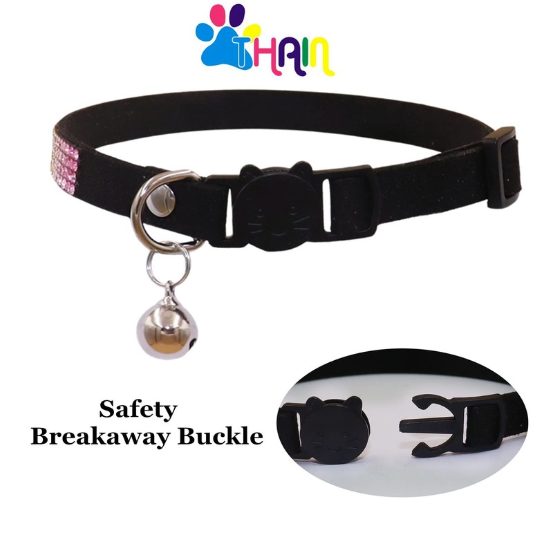 THAIN Bling cat kitten collar Rainbow Rhinestone breakaway diamond with