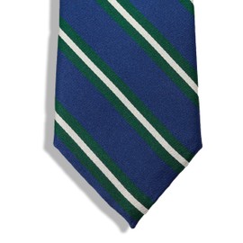 Ben Sherman Men's Silk Stripe Tie | Navy Blue/Green | 2.75" Width | Collegiate Striped Design