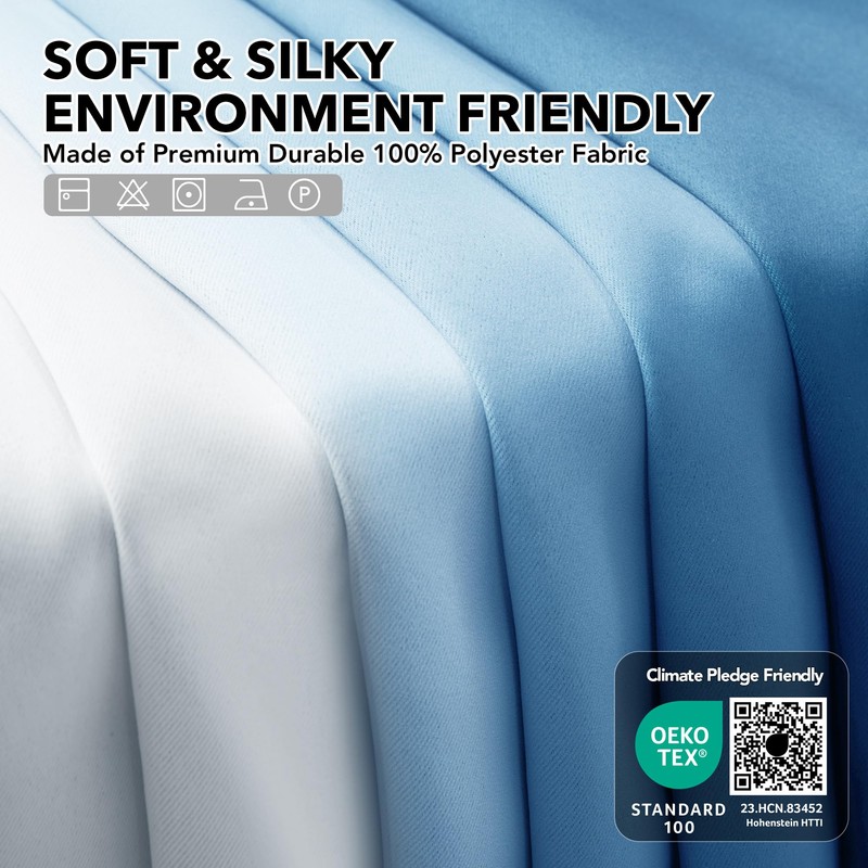 Deconovo Gradient Light Blocking Room Darkening Window Curtains, Light Blue,