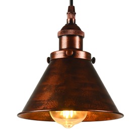 TAKEGO 7.09" Copper Pendant Light Set of 2, Rustic Pendant Light Kitchen Island, Vintage Farmhouse Light Fixtures, Hanging Ceiling Lamp for Kitchen Island, Hallway, Dining Room