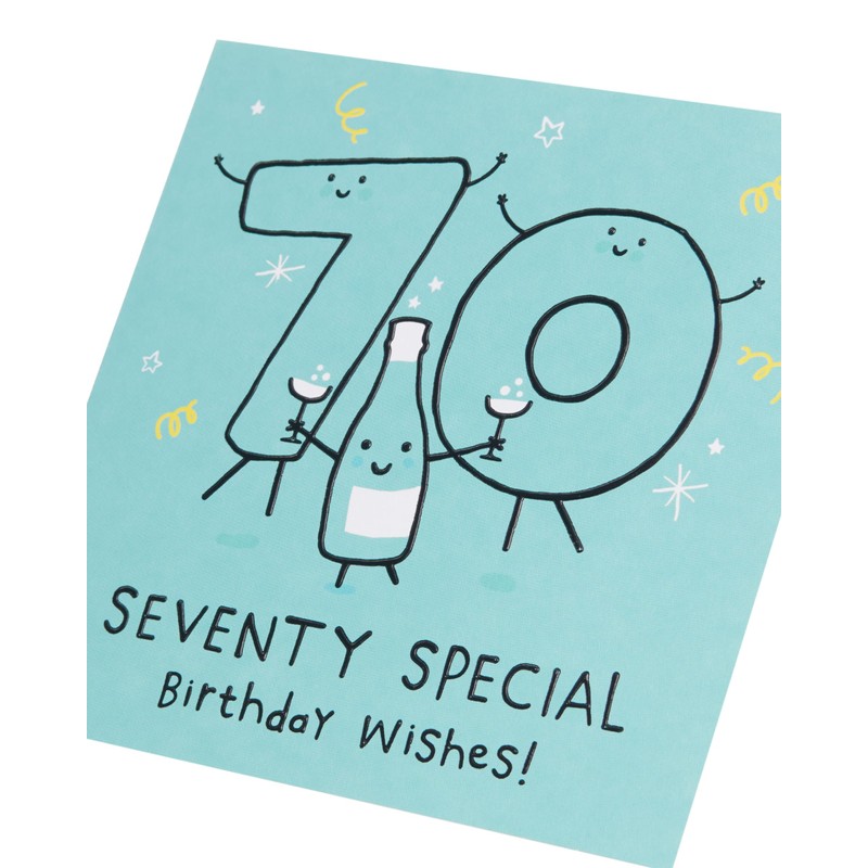 UK Greetings 70th Birthday Card for Him/Her/Friend - Blue Design