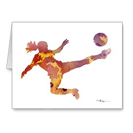 DJ Rogers Fine Art Girl Soccer Player - Set of 10 Abstract Note Cards With Envelopes