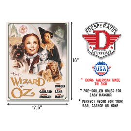 Desperate Enterprises The Wizard of Oz Poster Illustrated Tin Sign, 12.5" W x 16" H