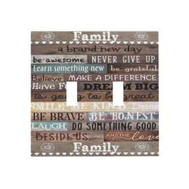 Country Farm Family Quote Wood 2 Gang Double Toggle Outlet Light Switch Cover Wall Plate Electrical Faceplate Decorative Dual Device Switchplate