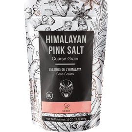 Soeos Himalayan Pink Salt, Coarse Grain, 2 Pound (32 Oz), Pink Himalayan Sea Salt, Himalayan Salt Coarse Salt, Pink Salt for Grinder Refill, Kosher & Natural Certified, Healthy