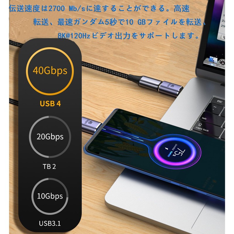 USB 4.0 Type C Adapter L Shape Extension Adapter 40Gbps