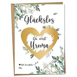 Ninky® Scratch Card "Du wirst Uroma Postcard with Envelope - Pregnancy Announcement Uroma - Scratch Card Heart Gold DIN A6