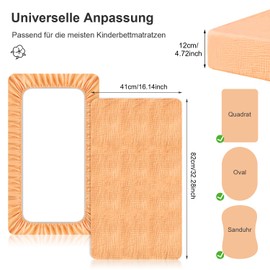 Baby Bed Fitted Sheet Pram Mattress Cover 82 x 41 x 12 cm Fitted Sheet Brown Side Bed Maxi Fitted Sheet Baby Bed Sheet for Prams Muslin Cotton Fitted Sheet (Turmeric)