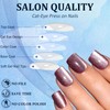 Bellelfin Cat Eye Press On Nails Short Square Fake Nails