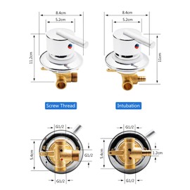 1 Way Shower Diverter Valve, Brass Hot and Cold Water Mixer Tap Shower Faucet Tub/Bath Faucet (Intubation-A)