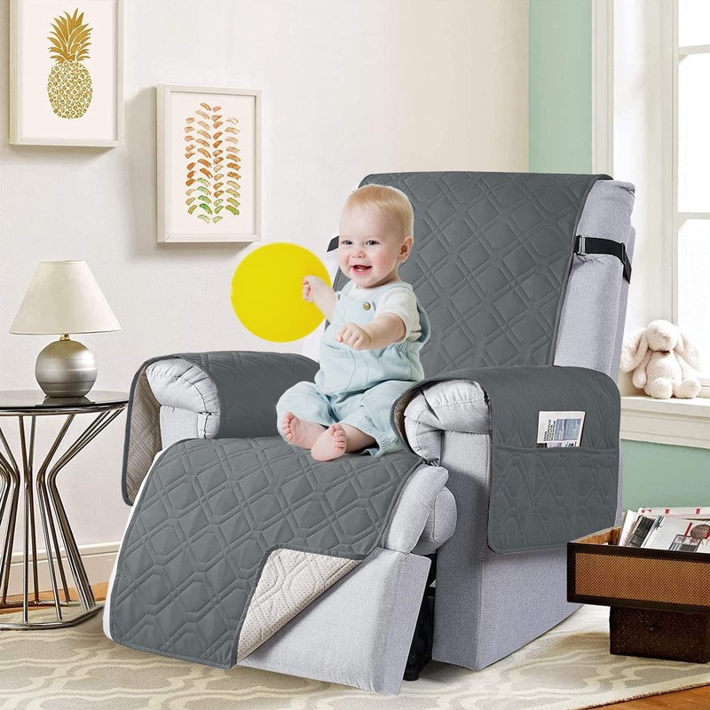 QQJIN 100% Waterproof Recliner Chair Cover with Pockets, Elastic Strap,