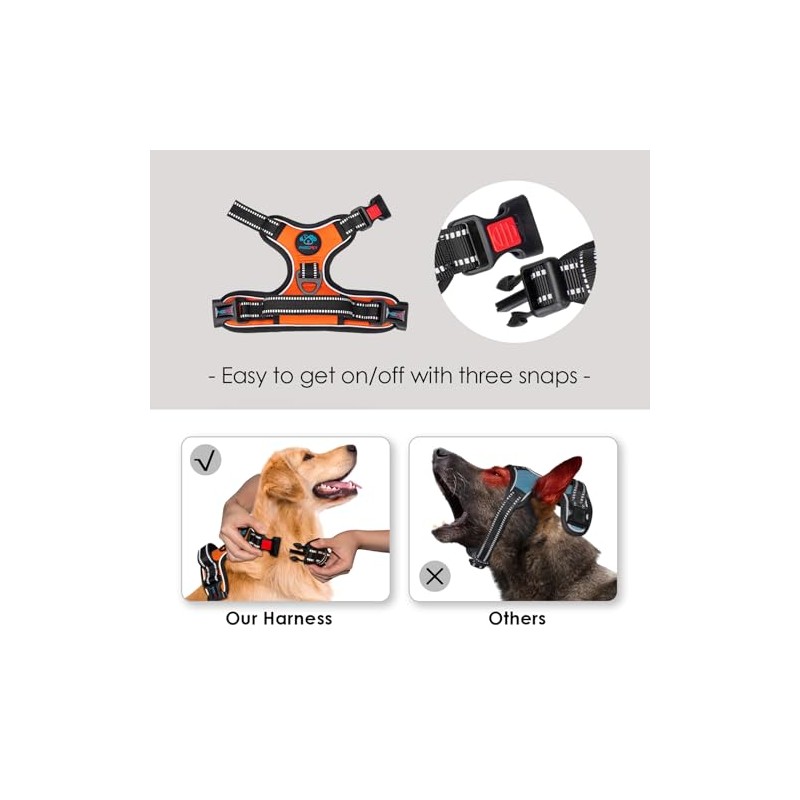 PHOEPET Arnés reflectante para perro, para razas grandes, ajustable, sin