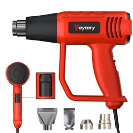 Hot Air Gun, 2000 W Hot Air Gun, Hot Air Blower with 2 Temperature Settings, (60°C - 600°C), Overheating Protection, with 4 Nozzles, for Crafts, Stripping, Shrink Films/Heat Shrink Tubes