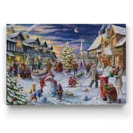 Renditions Gallery Abstract Christmas Art Prints for Home Decor Snowy White Christmas Canvas Wall Hanging Paintings for Bedroom Dining Living Room Office Home Kitchen Wall Decor - 18"X27" LT18