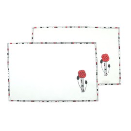 Pair of Table Placemats in a Mackintosh Rose design (red)
