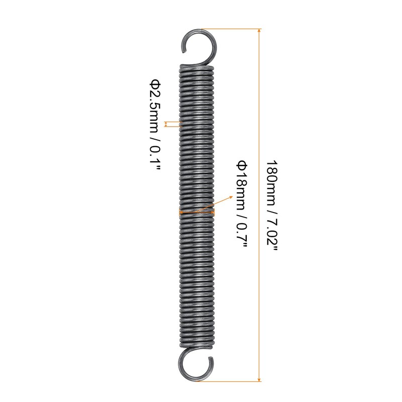 Sourcingmap Extension Spring - 2.5mm Wire Dia, 18mm OD, 180mm