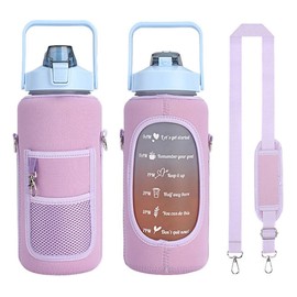 2L/64OZ Water Bottle Cover with Strap Drink Sport Cup Case Pouch Carrier Holder Purple
